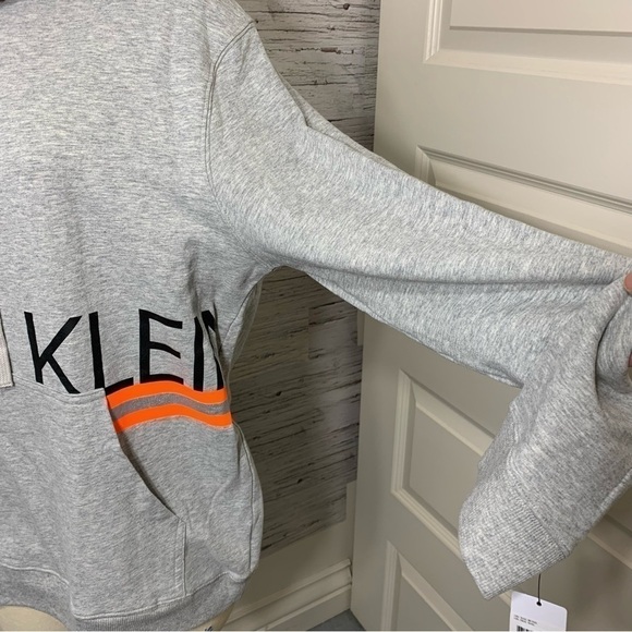 NWT Calvin Klein Gray Cozy Sweater Soft Sleepwear Lounge Hooded Slouchy Shirt M - Picture 5 of 13